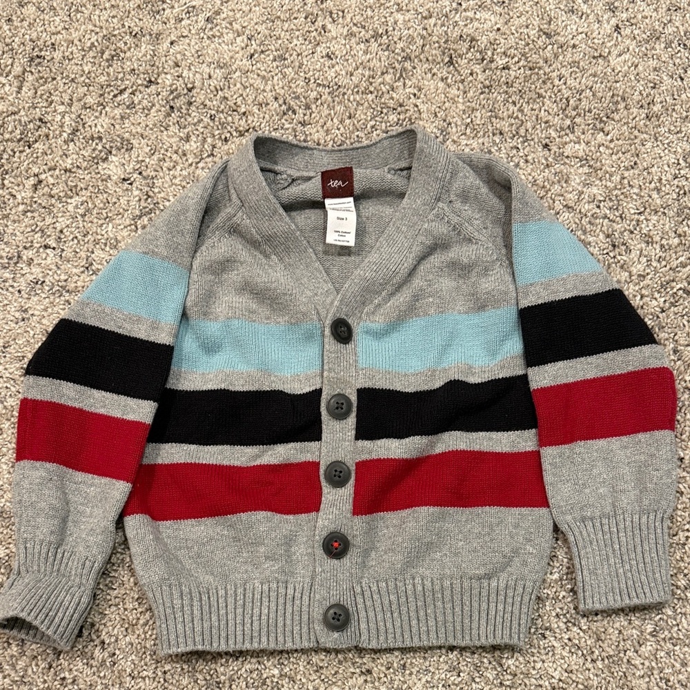Tea Collection Gray, Red, and Blue Kids Sweater
